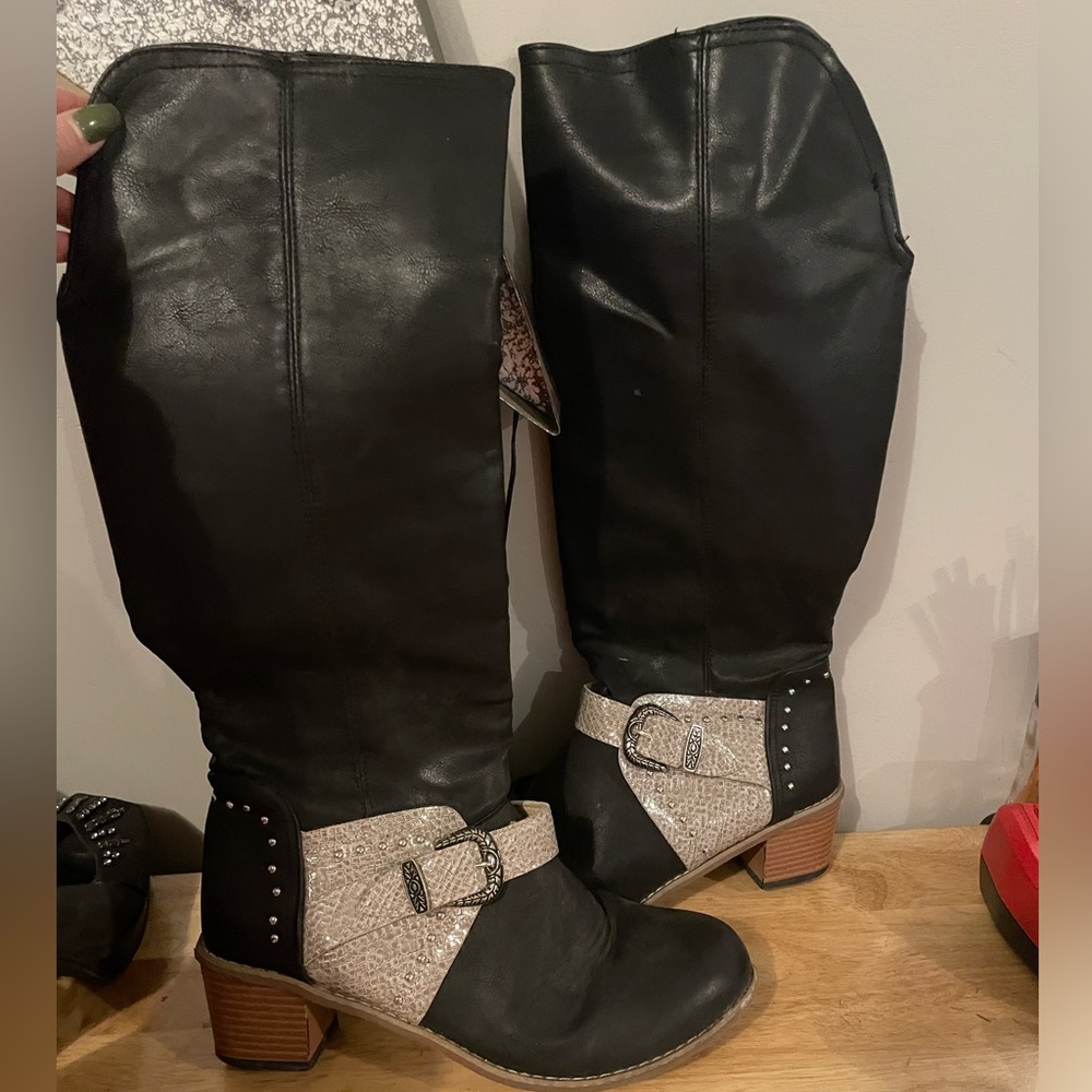 Black knee high boots
